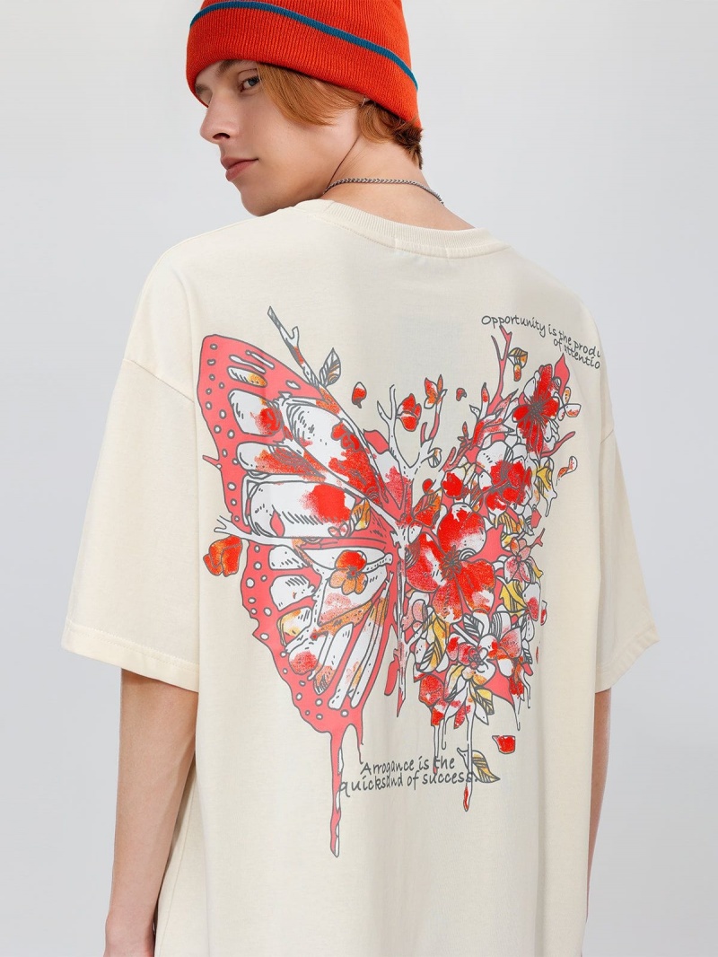 Abricot  T Shirts Aelfric Eden Butterfly Sakura Graphique Tee - WVT-9039000